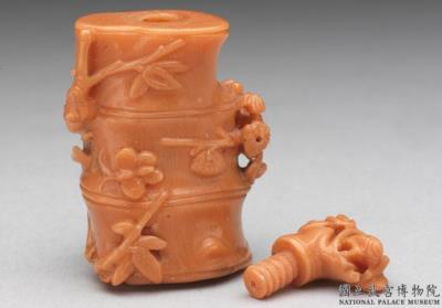 图片[3]-Coral snuff bottle in the shape of a bamboo segment, 18th century, Qing dynasty-China Archive